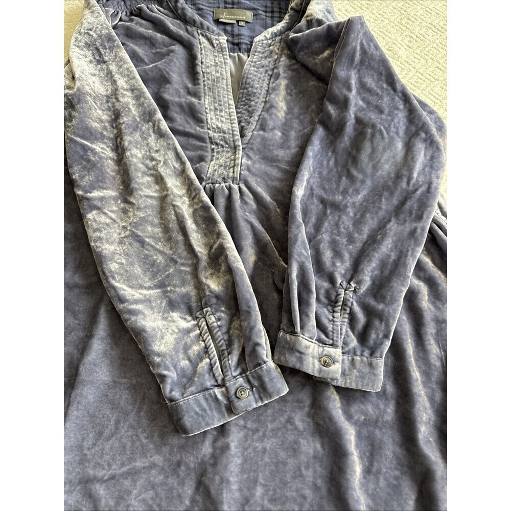 Anthropologie Melody Dusty Blue Gray Velvet Tunic Shirt Dress Sz XL Long Sleeve - Picture 5 of 9